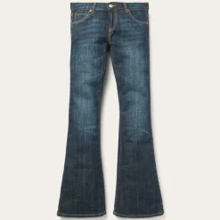 New Stetson 816 Classic Boot Cut Jeans In Dark Wash Blue