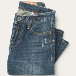 Stetson 1014 Fit Destructed Dark Wash Jeans Blue