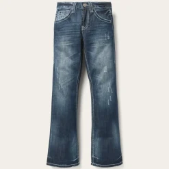 Best Stetson 1014 Fit Destructed Medium Wash Jeans Blue