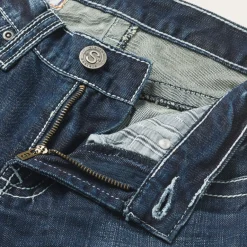 Best Stetson 1014 Fit Destructed Medium Wash Jeans Blue