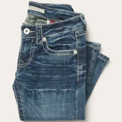 New Stetson 816 Fit Jeans With White "S" Back Pocket Blue