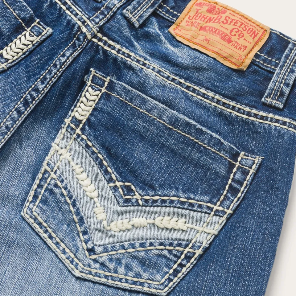 Discount Stetson 1312 Fit Light Wash Jeans Blue
