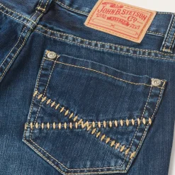 Sale Stetson 1014 Fit Semi-Destructed Wash Jeans Blue