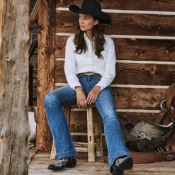 Best Stetson 921 High Rise Flare Jeans Blue
