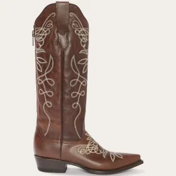 Clearance Stetson Adeline Burnished Back Zip Cowboy Boot Brown