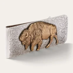 New Stetson American Buffalo Money Clip Sterling Silver/Brass