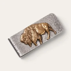 New Stetson American Buffalo Money Clip Sterling Silver/Brass