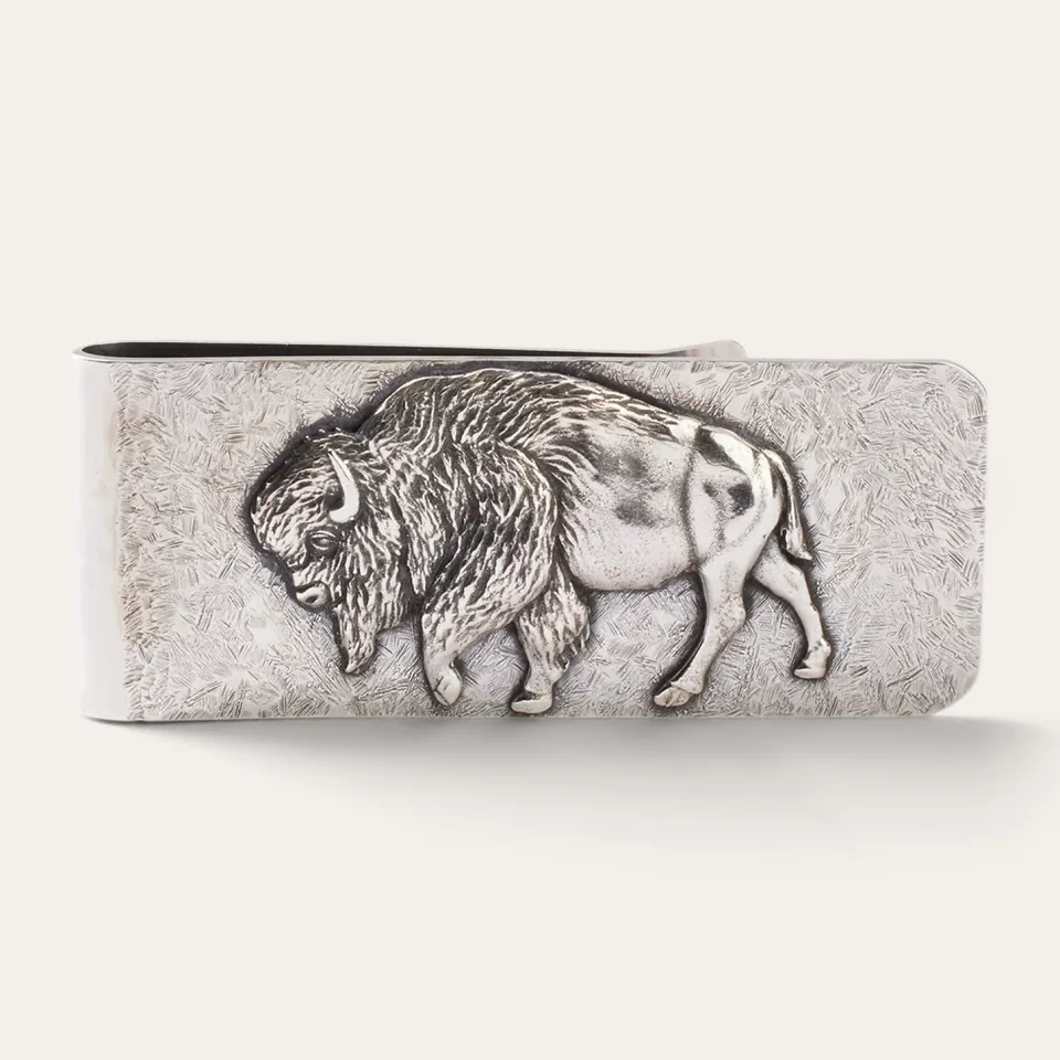 Hot Stetson American Buffalo Money Clip Sterling Silver