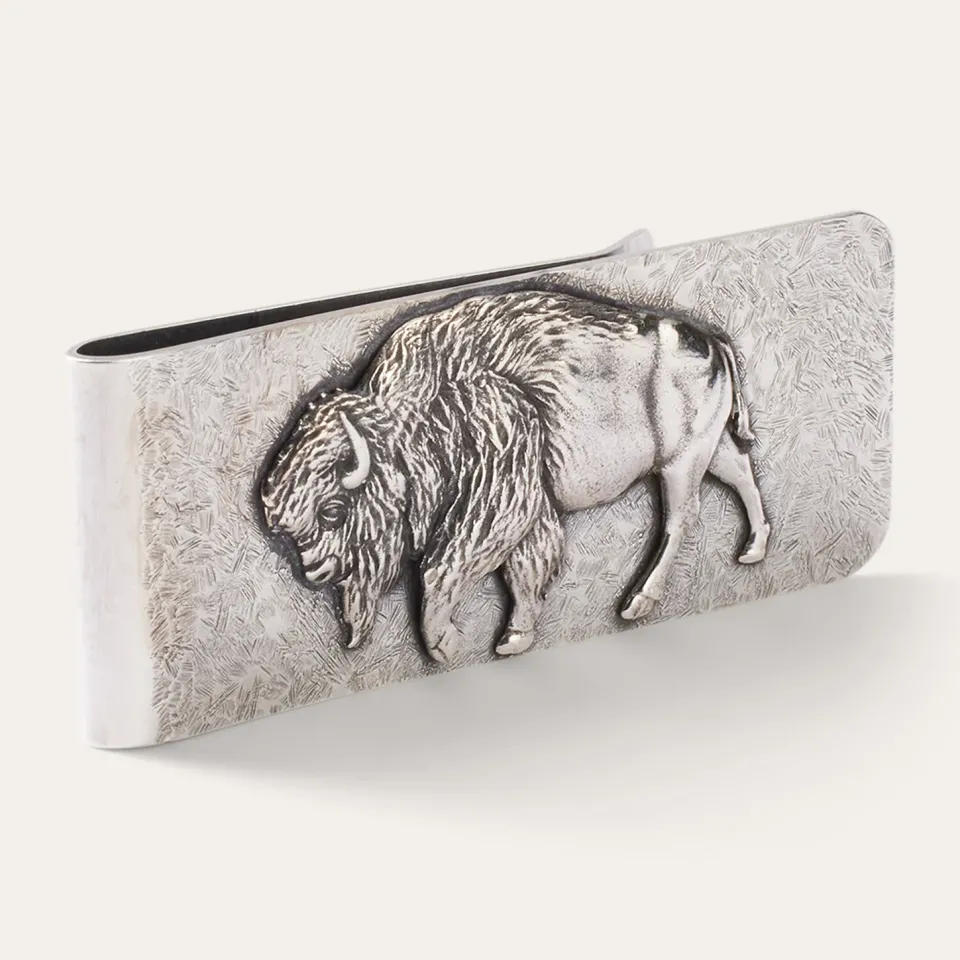 Hot Stetson American Buffalo Money Clip Sterling Silver