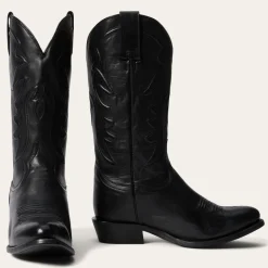 Clearance Stetson Ames Corded  Burnished Leather Boot Black