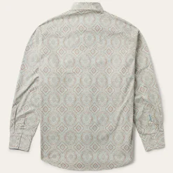 Sale Stetson Aqua Paisley Print Western Shirt Green