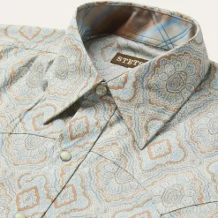 Sale Stetson Aqua Paisley Print Western Shirt Green