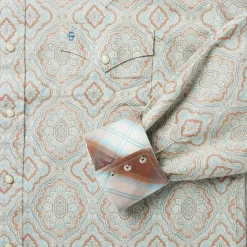 Sale Stetson Aqua Paisley Print Western Shirt Green