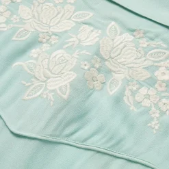 Best Stetson Aqua Rayon Crepe Western Blouse Blue