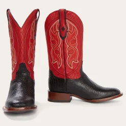 Discount Stetson Arlington Teju Red Matte Cowboy Boot Black