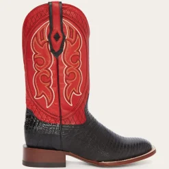 Discount Stetson Arlington Teju Red Matte Cowboy Boot Black
