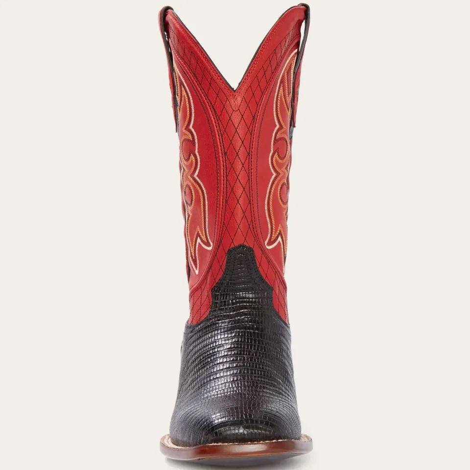 Stetson Arlington Teju Red Matte Cowboy Boot Black