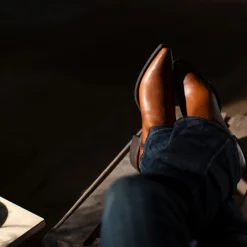Sale Stetson Austin Burnished Leather Snip Toe Boot Cognac