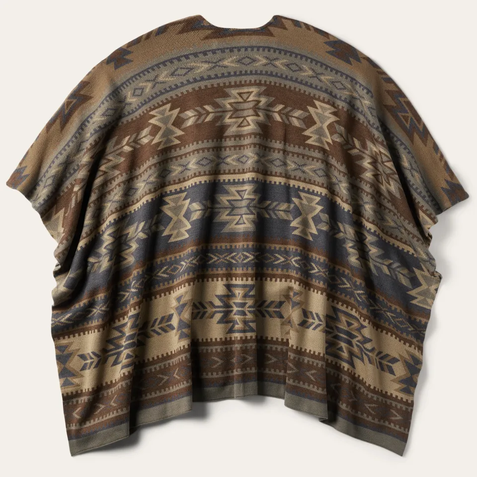 Hot Stetson Aztec Print Sweater Poncho Multi