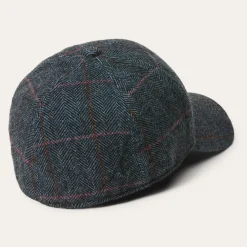 Hot Stetson Baseball Cap Wool Blue Herringbone