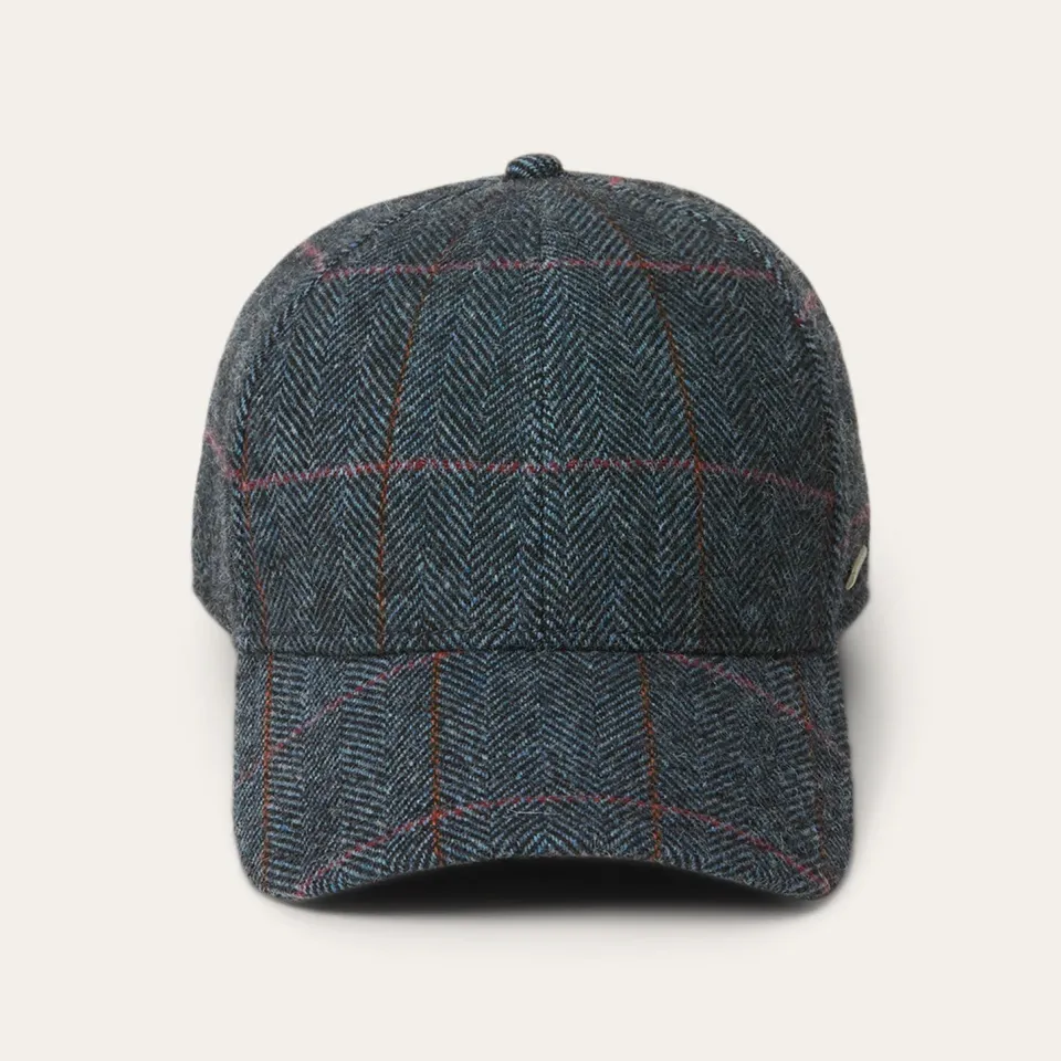 Best Stetson Baseball Cap Wool Blue Herringbone