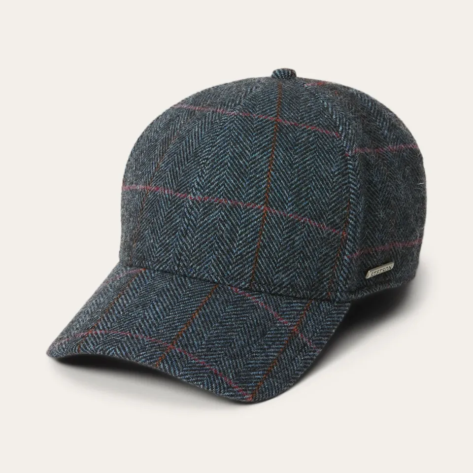Best Stetson Baseball Cap Wool Blue Herringbone
