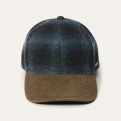 Hot Stetson Baseball Cap Wool Blue Check
