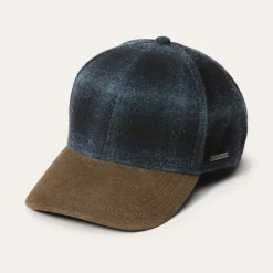 Hot Stetson Baseball Cap Wool Blue Check