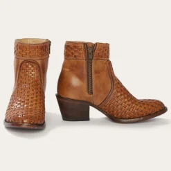 Clearance Stetson Basketweave Side Zip Ankle Boot Brown