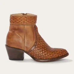 Clearance Stetson Basketweave Side Zip Ankle Boot Brown