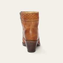 Outlet Stetson Basketweave Side Zip Ankle Boot Brown