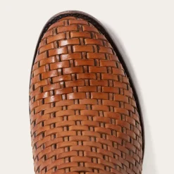 Outlet Stetson Basketweave Side Zip Ankle Boot Brown