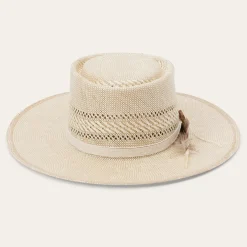 Clearance Stetson Batterson Straw Flat Brim Hat Natural/Tan