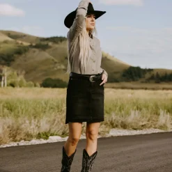 Discount Stetson Denim 5-Pocket Skirt Black