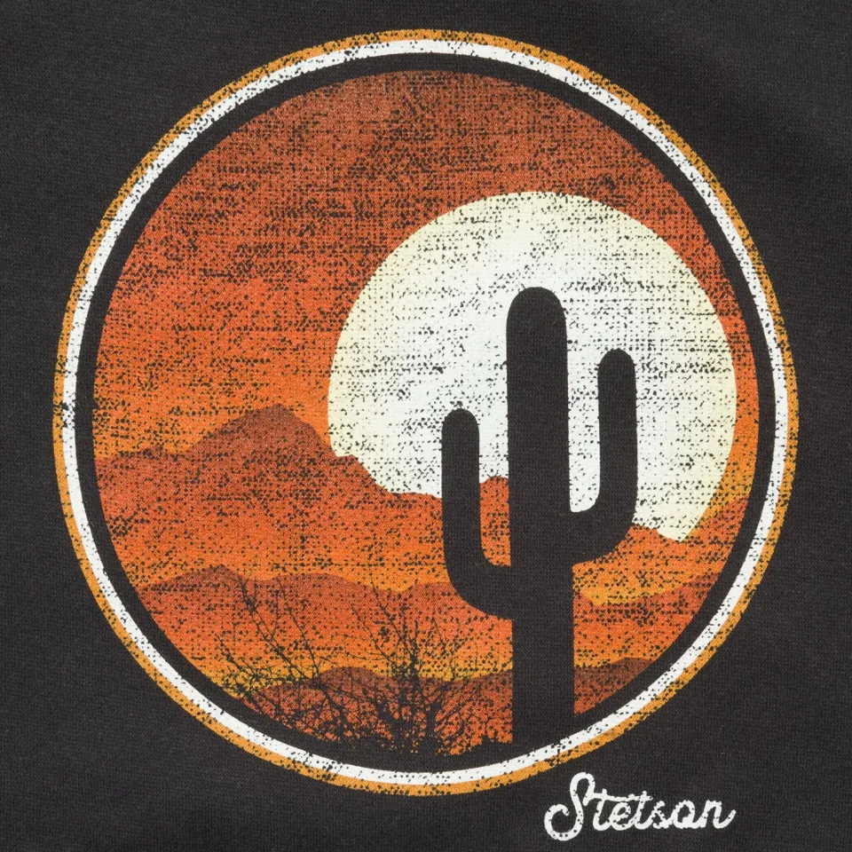 Clearance Stetson Desert Scene Fleece Knit Hooded Sweatshirt Black