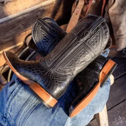 Best Stetson Falls Alligator Cowboy Boot Black