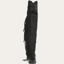 Sale Stetson Fringe Over-The-Knee Leather Boot Black