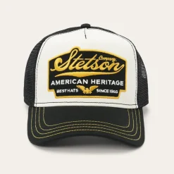 Stetson Black Script Heritage Trucker Cap Black/White