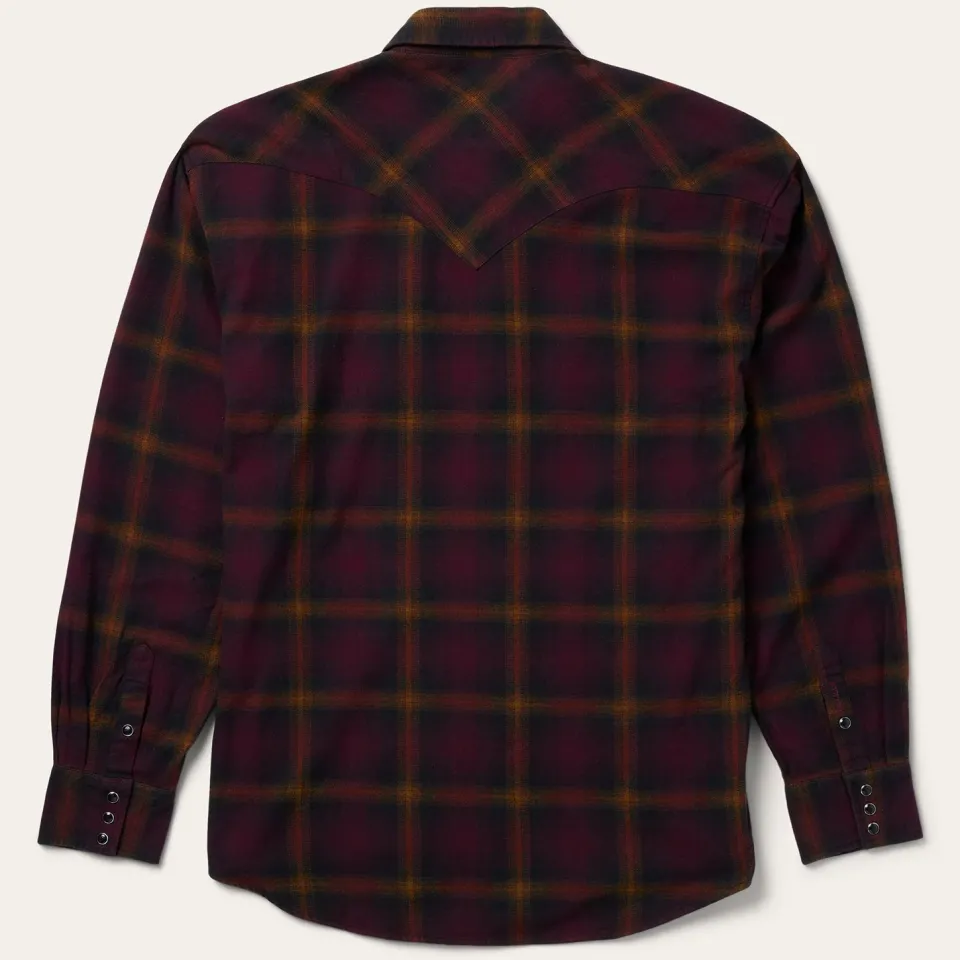 New Stetson Black Plaid Flannel Western Shirt Wine