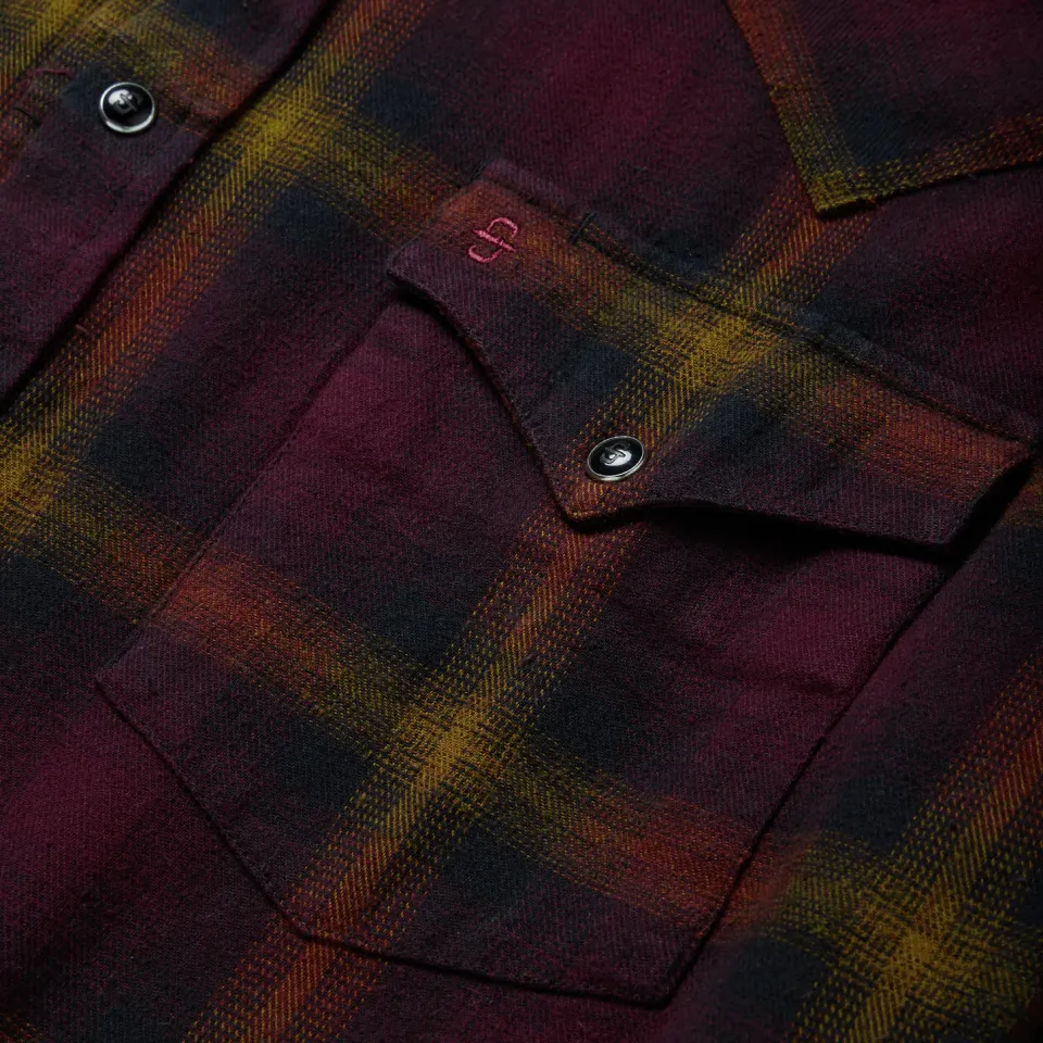 New Stetson Black Plaid Flannel Western Shirt Wine