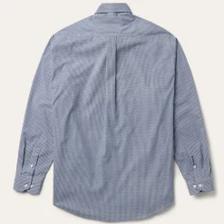 Hot Stetson Deco Geo Print Button Front Shirt Blue