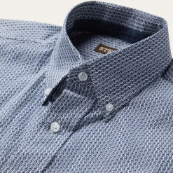 Hot Stetson Deco Geo Print Button Front Shirt Blue