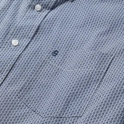 Hot Stetson Deco Geo Print Button Front Shirt Blue