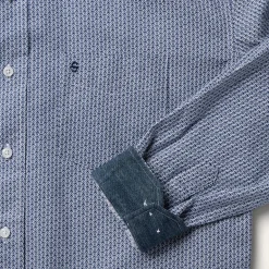 Hot Stetson Deco Geo Print Button Front Shirt Blue