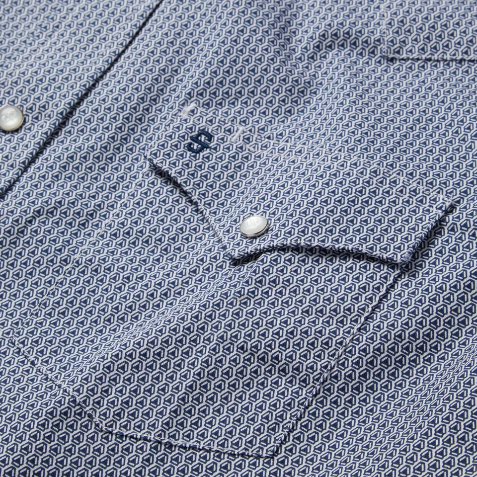 Online Stetson Deco Geo Print Western Shirt Blue