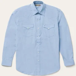 Outlet Stetson End On End Solid Shirt Blue
