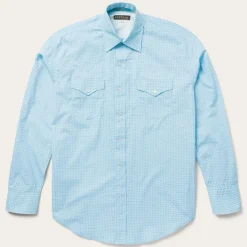 Stetson Lattice Print Western Shirt Blue