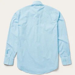 Stetson Lattice Print Western Shirt Blue
