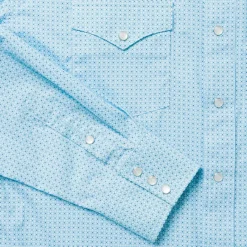 Stetson Lattice Print Western Shirt Blue