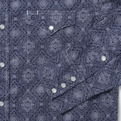 Sale Stetson Medallion Print Western Shirt Blue